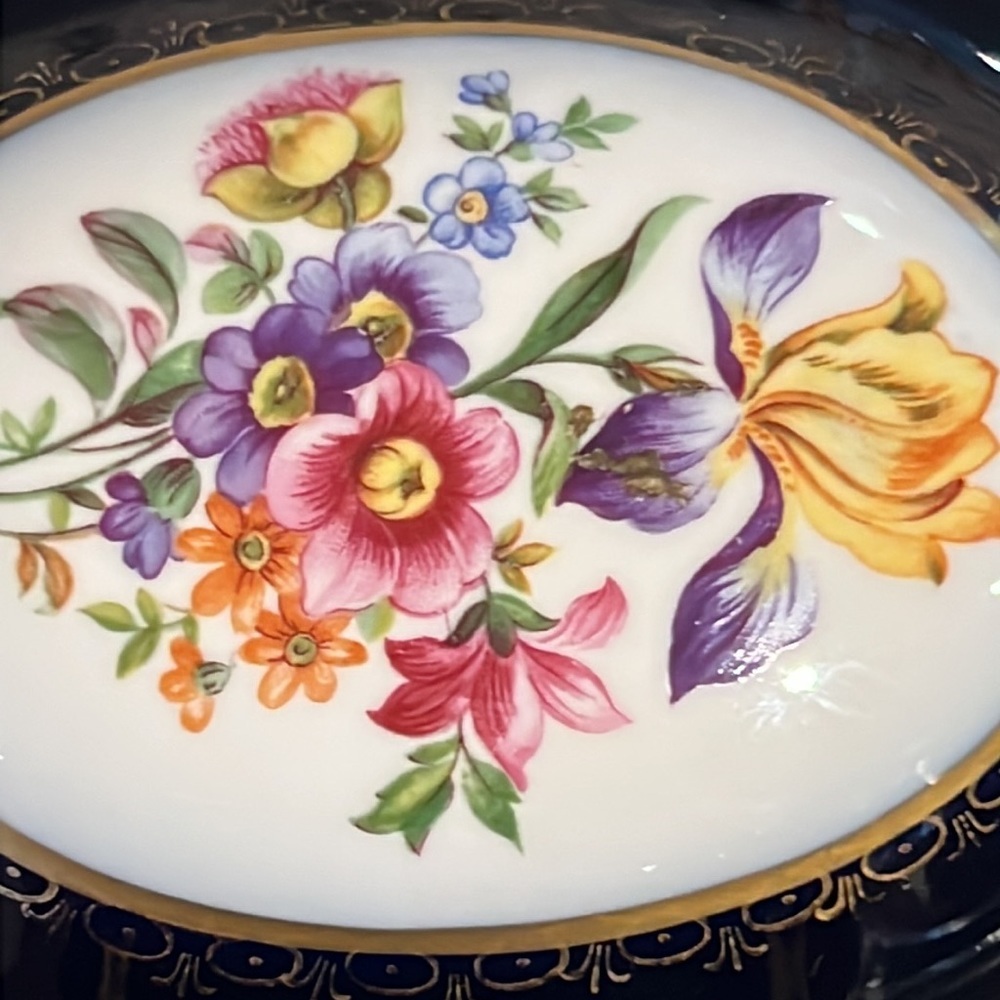 Echt Kobalt made in Germany navy blue gold white floral design keepsake china - Picture 9 of 14